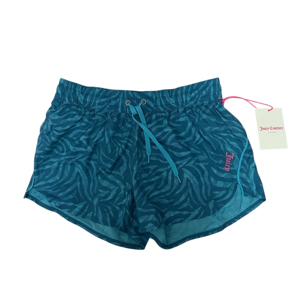 Juicy Couture Blue Athletic Shorts with Geometric Pattern